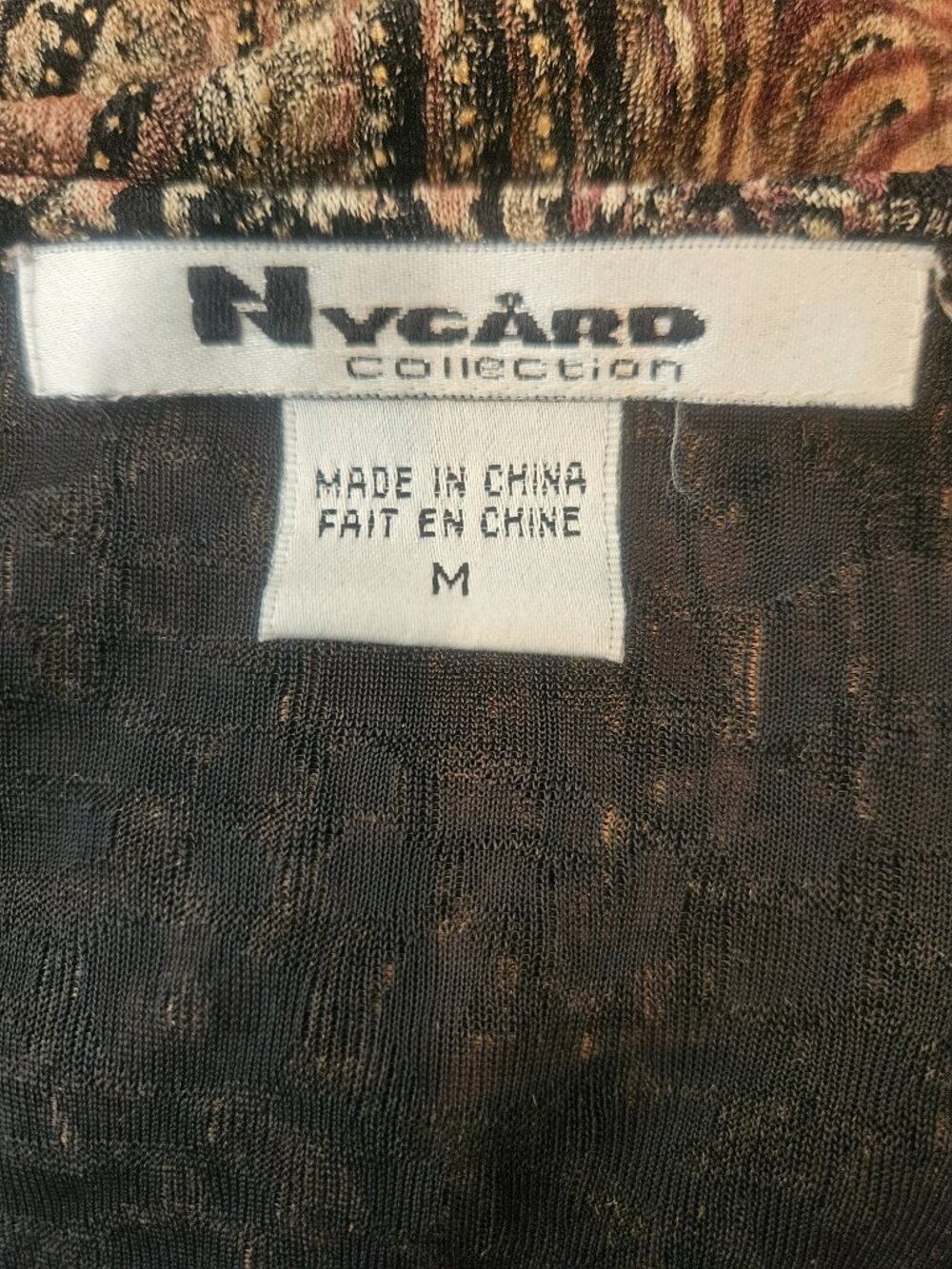 🇨🇦 Nygård Collection, V-Neck Top, Paisley Print, Rose Gold Taupe Size M - Picture 5 of 6